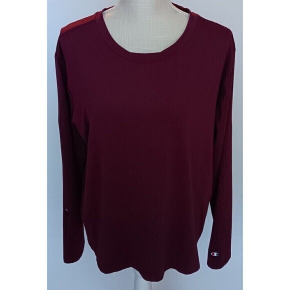 Champion Women's Wine Long Sleeve Athletic Shirt with Back Cut Out/Vent Size XL - Picture 1 of 7